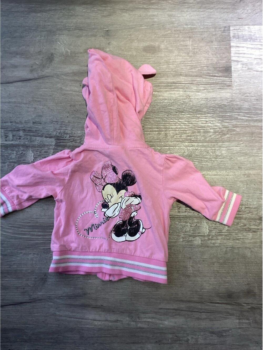 Disney Minnie Mouse pink zip up hoodie with ears and sparkle design size 6 month - Picture 4 of 4